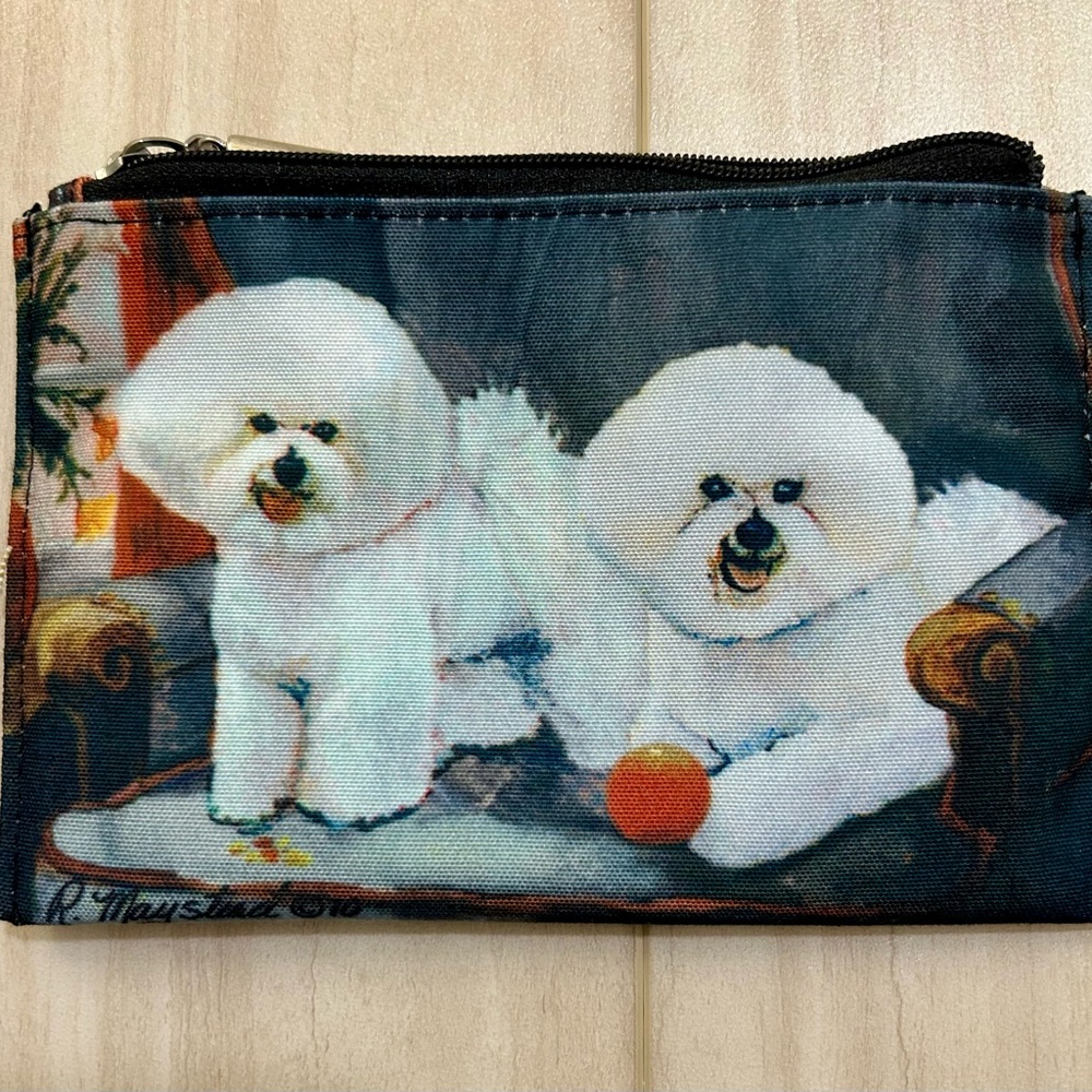 Zippered pouch NWT Bichon Frise artwork by Ruth Maystead